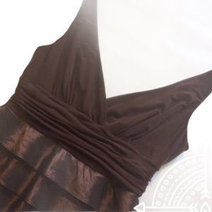 Brown double v dress